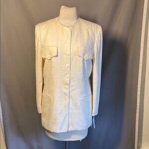 Vintage Elegant Cream 100% Silk Women's Jacket. Size 14. New